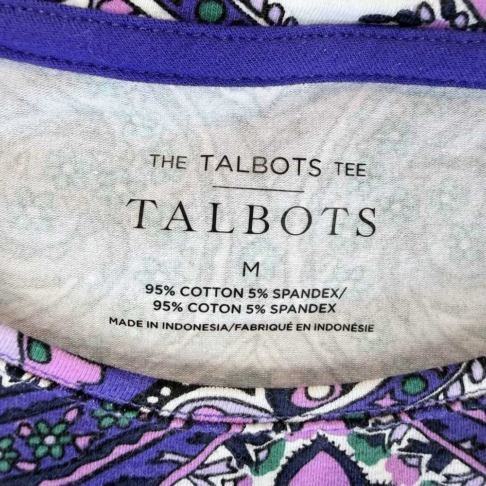 NWT Talbots The Talbots Tee Medium Purple Paisley Medallion Long Sleeve NEW - Picture 5 of 9